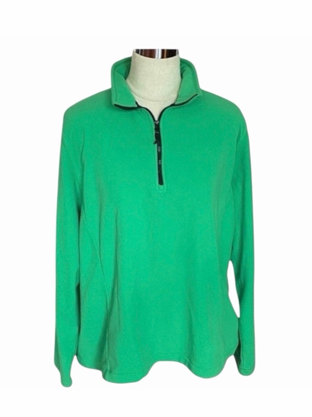 LANDS END Extra Large Green Fleece Pullover Jacket